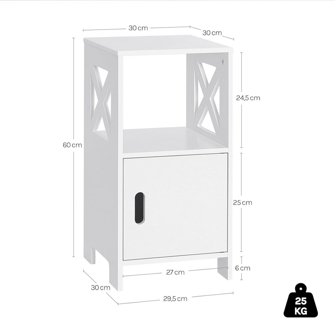 Woltu Nachttisch (1-St), Beistelltisch schmal, 30x60x30 cm, modern – Bild 3 von 5