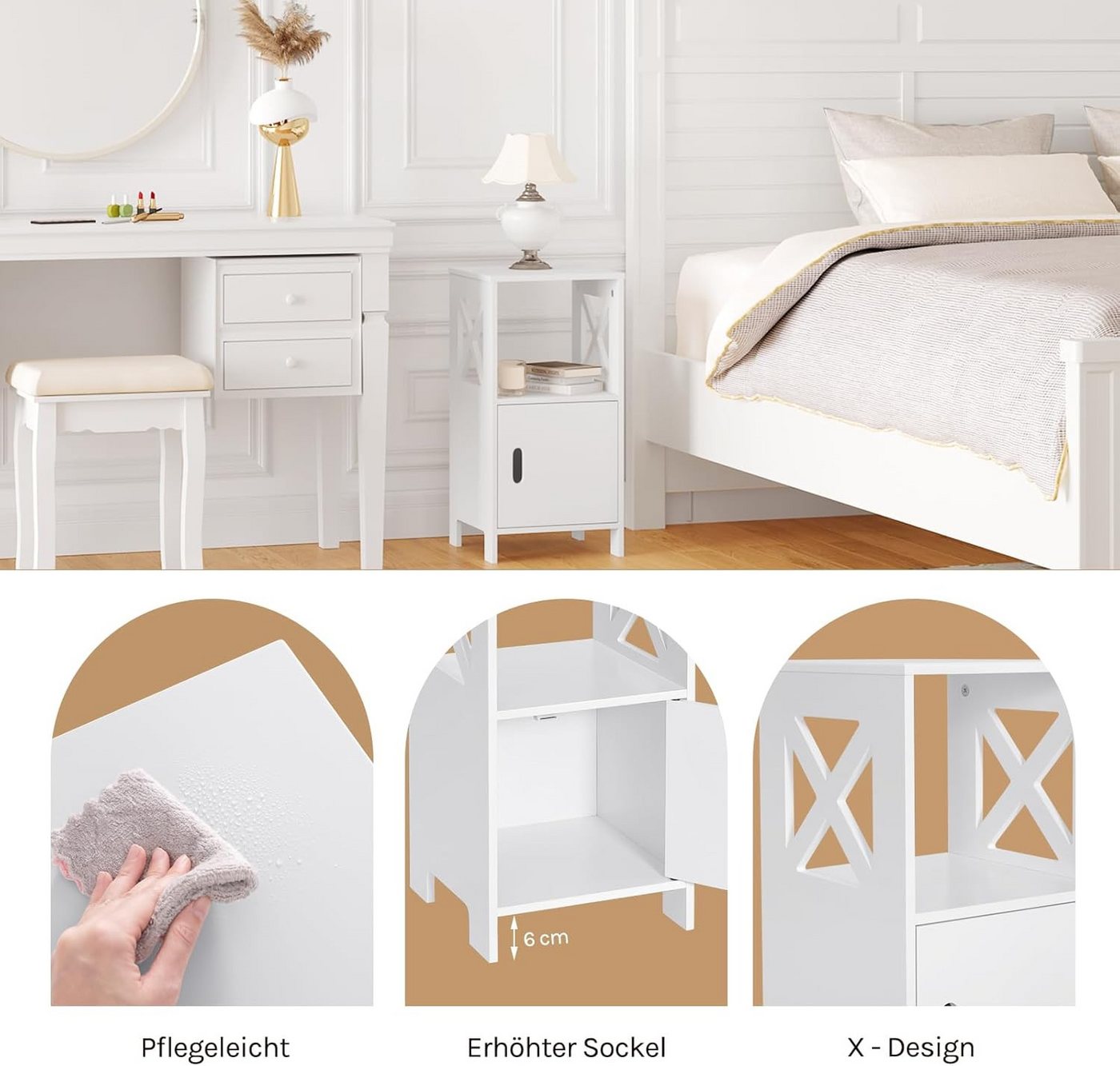 Woltu Nachttisch (1-St), Beistelltisch schmal, 30x60x30 cm, modern – Bild 5 von 5