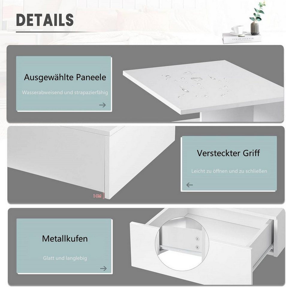 Woltu Nachttisch (1-St., Set), hängend Wandregal mit Schublade – Bild 5 von 5