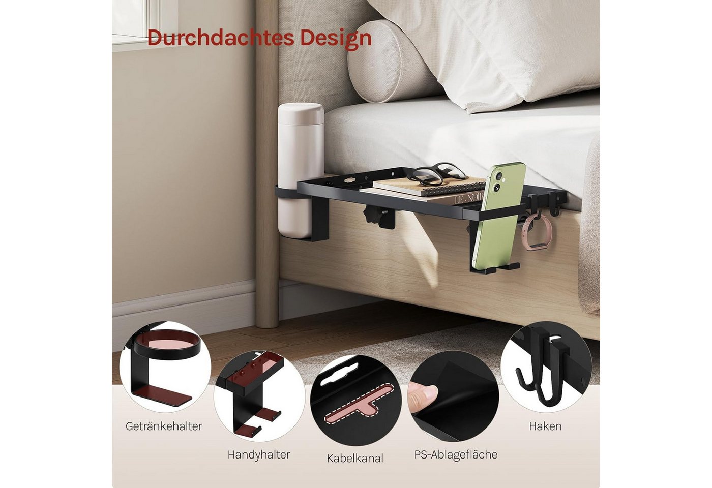 Woltu Nachttisch (1-St), zum Einhängen Bettablage für Hochbett Etagenbett – Bild 4 von 5