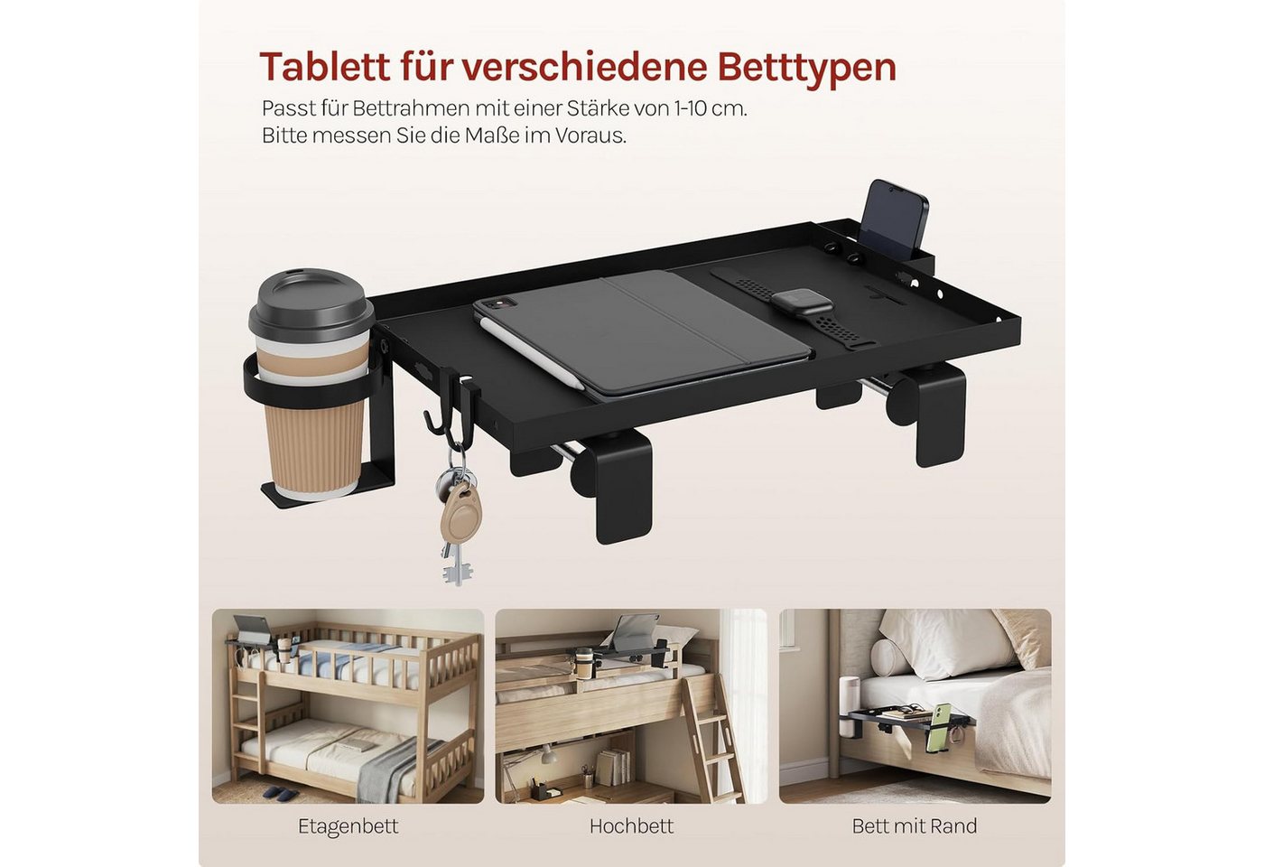 Woltu Nachttisch (1-St), zum Einhängen Bettablage für Hochbett Etagenbett – Bild 5 von 5