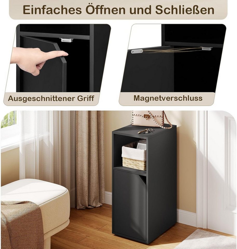 Woltu Nachttisch (2-St), mit offenem Fach und Tür, Verstellbarer Ablage, 25x62x35 cm – Bild 4 von 5