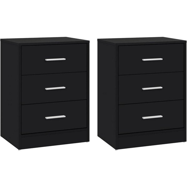 Woltu Nachttisch (2er-Set), Nachtschrank, 2er Set, mit 3 Schubladen, Nachtkommode, 39x54x28cm
