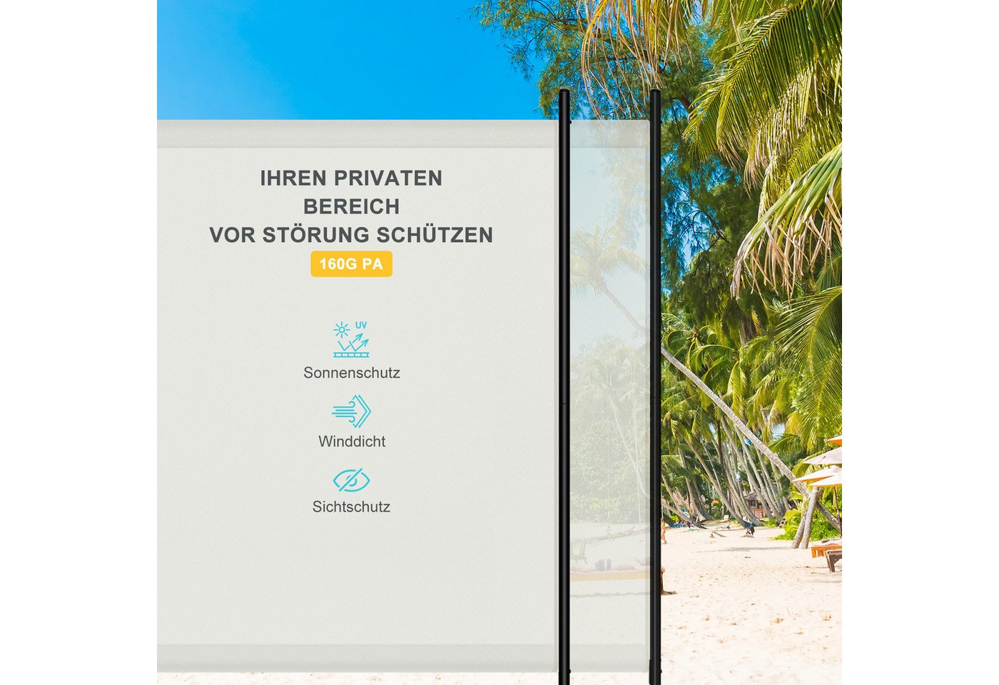 Woltu Paravent (1 St), Raumteiler freistehend, Sichtschutzwand 180x177 cm – Bild 5 von 5