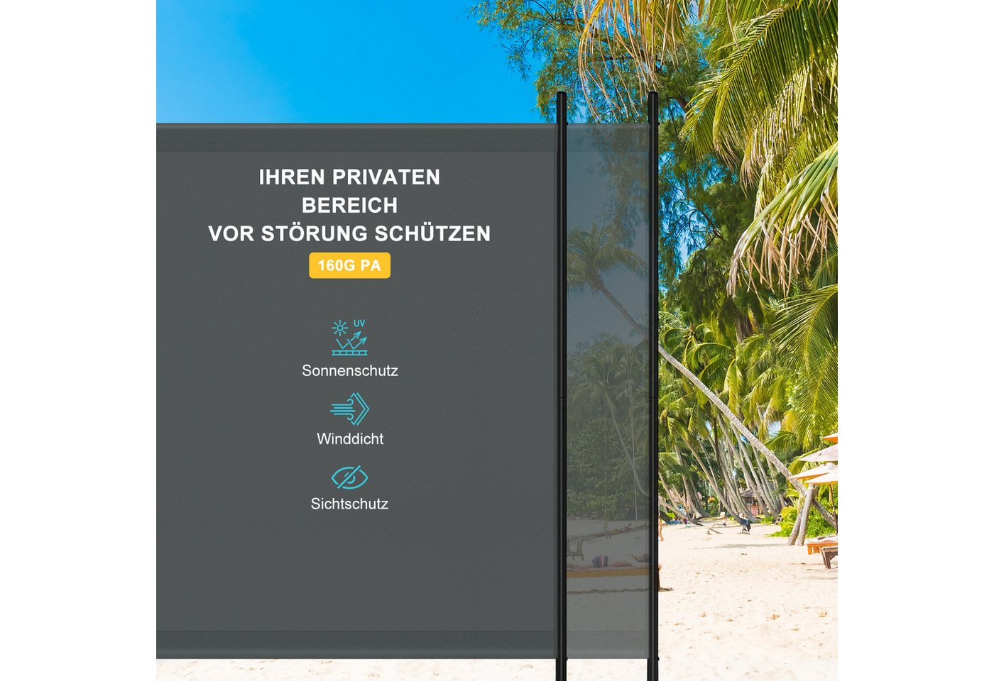 Woltu Paravent (1 St), Raumteiler freistehend, Sichtschutzwand 180x177 cm – Bild 4 von 5