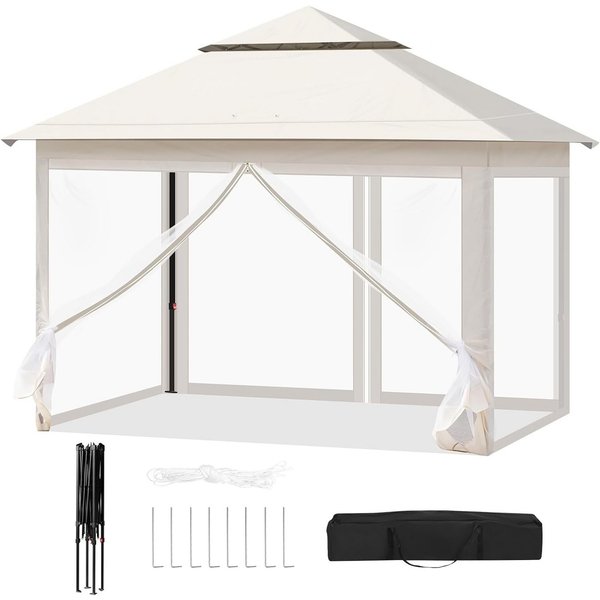 Woltu Pavillon, mit 4 Seitenteilen, 3x3 m, mit Moskitonetz, 4 Seitenteilen, höhenverstellbar