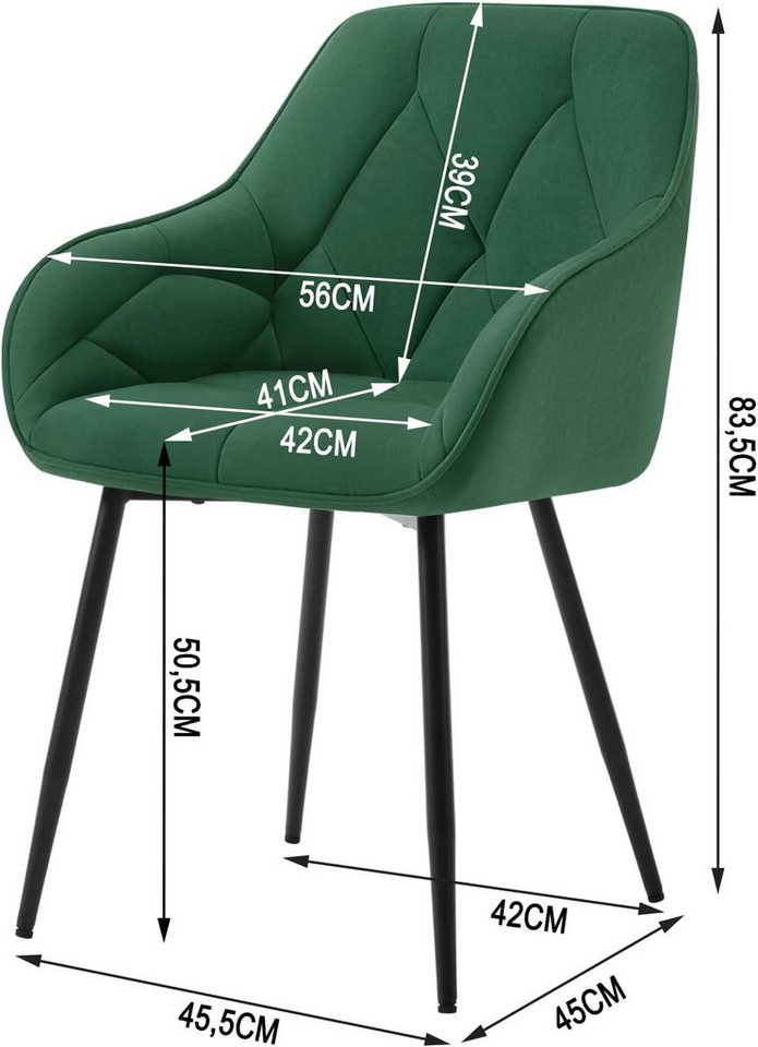 Woltu Polsterstuhl (1 St), Esszimmerstuhl ergonomischer aus Samt – Bild 3 von 5