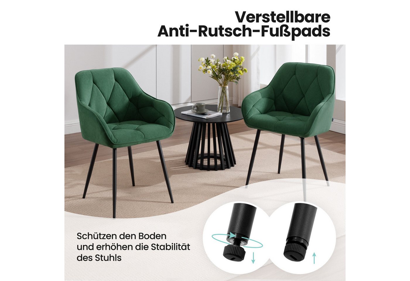 Woltu Polsterstuhl (1 St), Esszimmerstuhl ergonomischer aus Samt – Bild 5 von 5