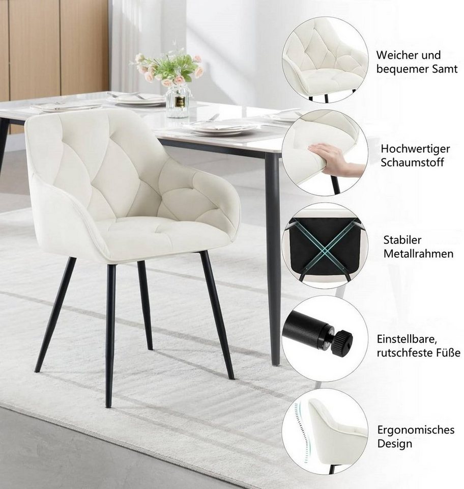 Woltu Polsterstuhl (1 St), Esszimmerstuhl ergonomischer aus Samt – Bild 4 von 5
