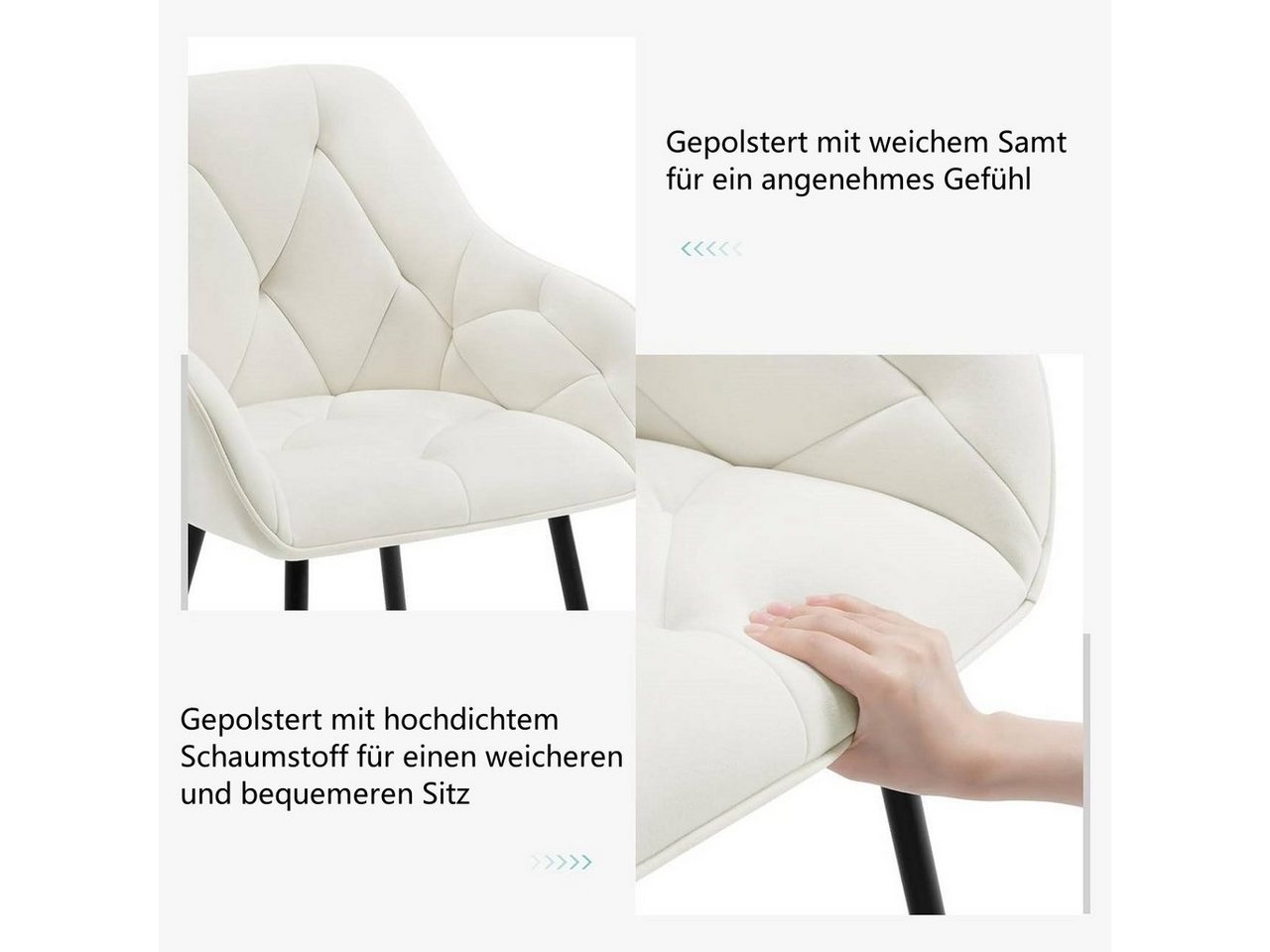 Woltu Polsterstuhl (1 St), Esszimmerstuhl ergonomischer aus Samt – Bild 5 von 5