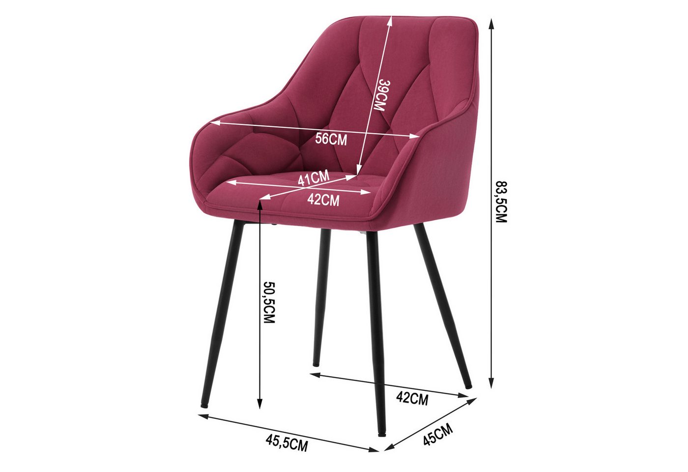 Woltu Polsterstuhl (1 St), Esszimmerstuhl ergonomischer aus Samt – Bild 3 von 5