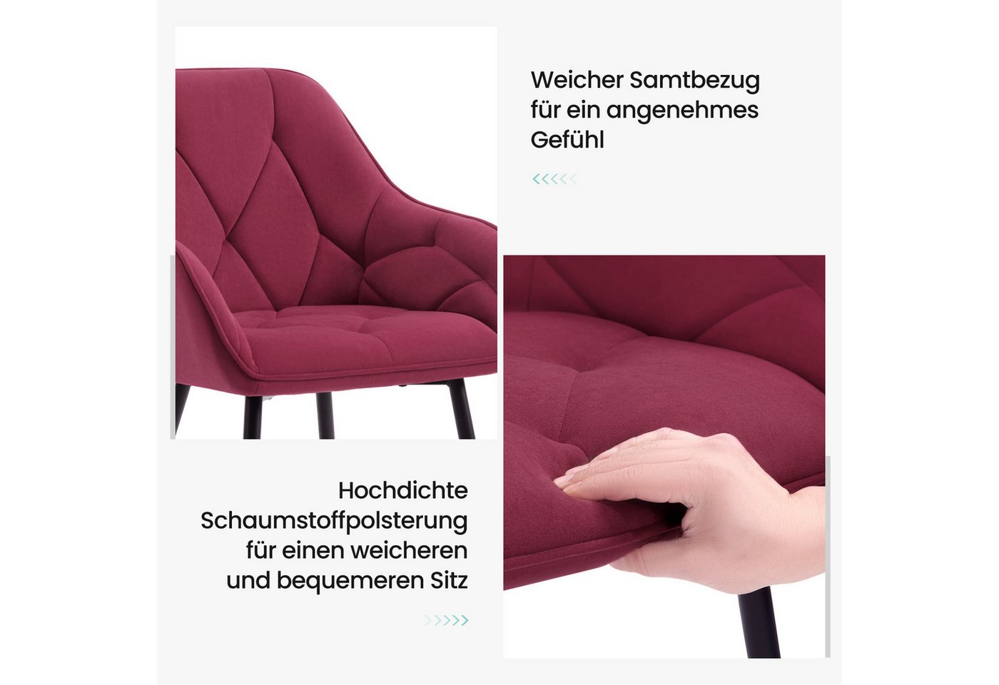 Woltu Polsterstuhl (1 St), Esszimmerstuhl ergonomischer aus Samt – Bild 5 von 5