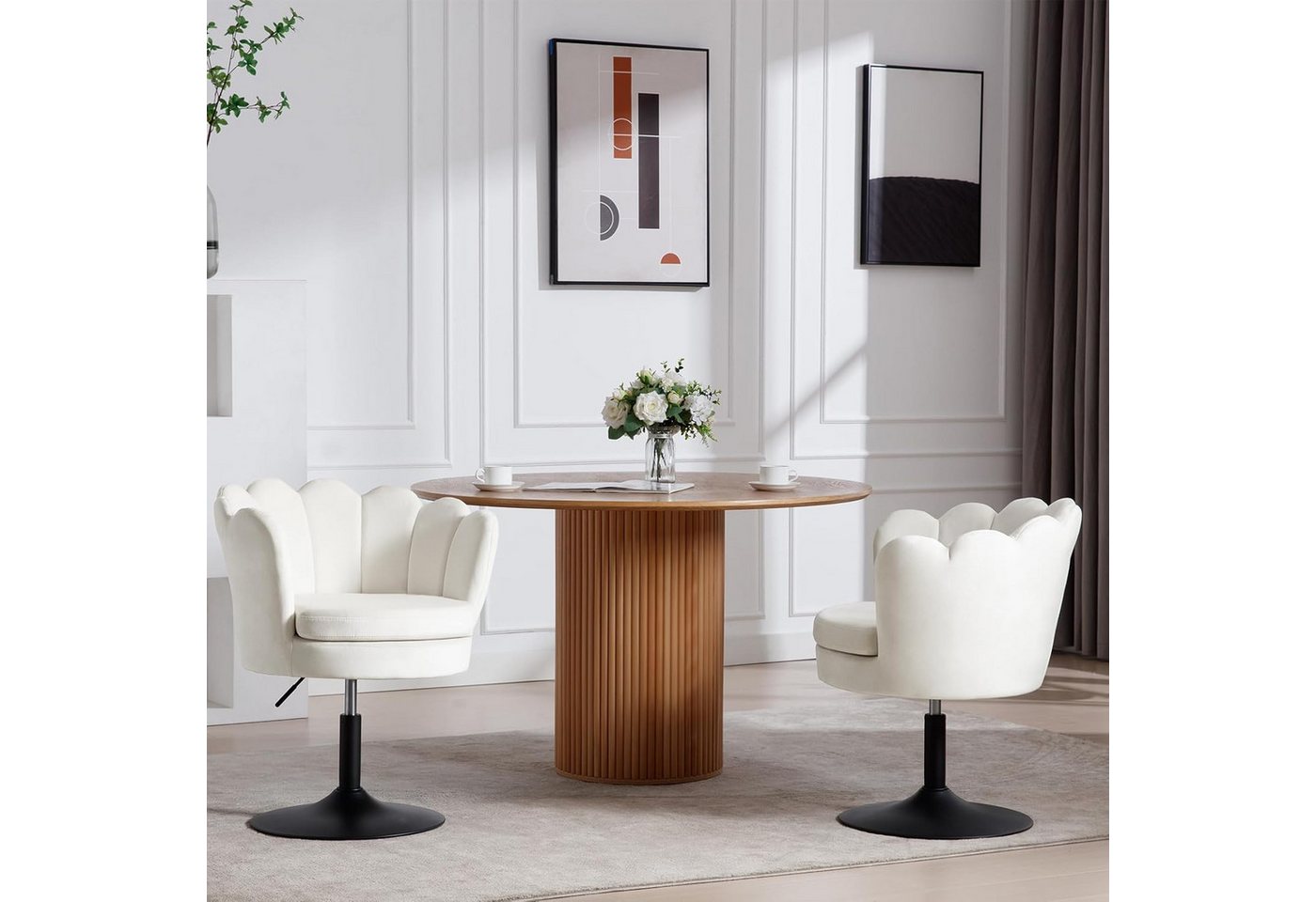 Woltu Polsterstuhl (1 St), Schminktisch Stuhl mit Lehne, Blumenform, 360° drehbar – Bild 2 von 5