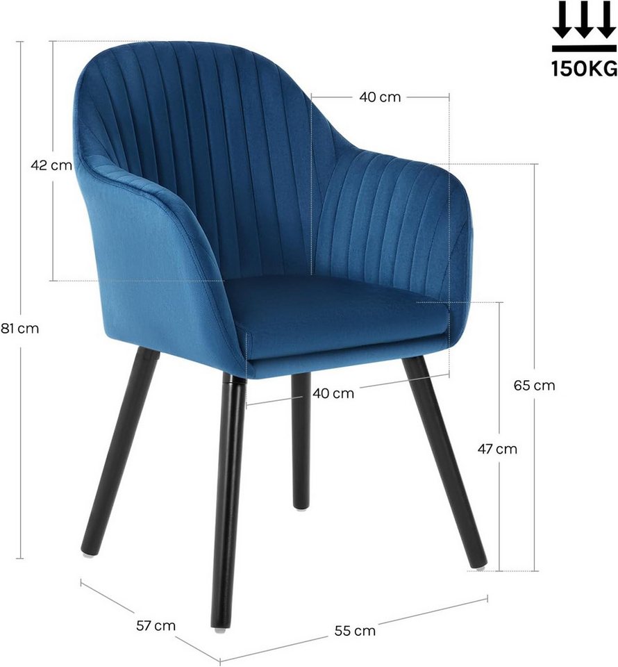 Woltu Polsterstuhl (1 St), Design Stuhl mit Armlehne Samt Massivholz Beine – Bild 3 von 5