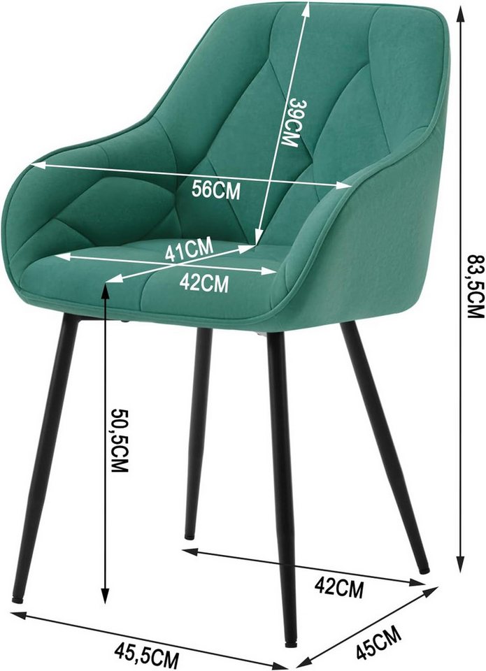 Woltu Polsterstuhl (1 St), Esszimmerstuhl ergonomischer aus Samt – Bild 3 von 5