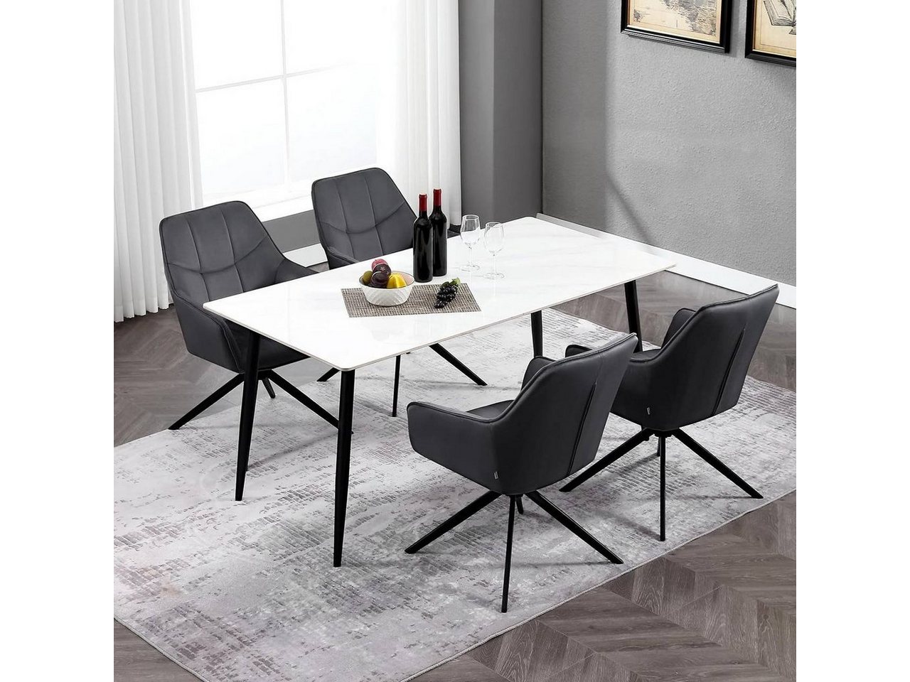Woltu Polsterstuhl (4 St), Esszimmerstuhl drehbar, gepolsterter, Metallbeine – Bild 2 von 5