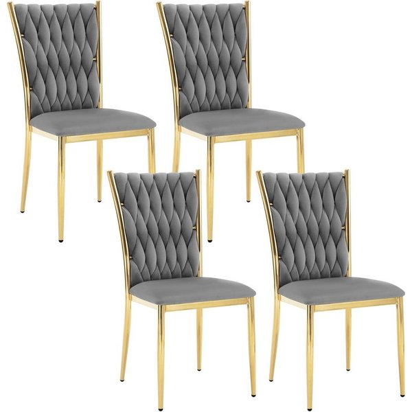 Woltu Polsterstuhl (4 St), Samt Stühle Esszimmer, Esszimmerstühle, hohe Rückenlehne Metallbeine