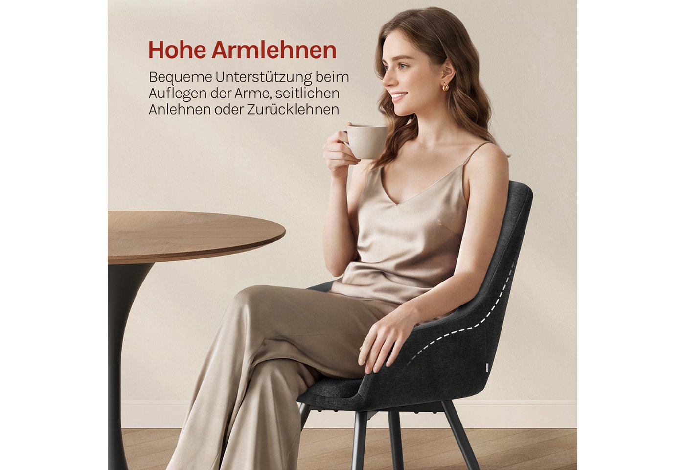 Woltu Polsterstuhl (4 St), Drehbare Esszimmerstühle Armlehnstuhl gepolstert aus Chenille – Bild 4 von 5