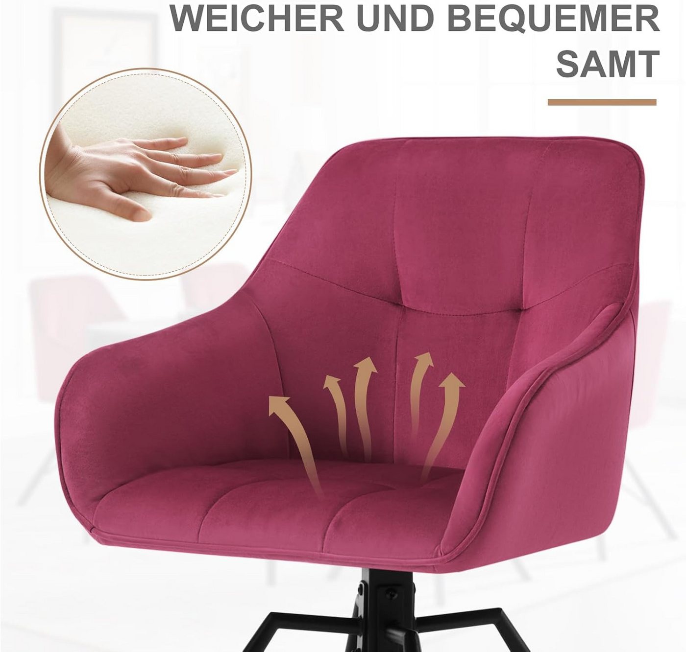 Woltu Polsterstuhl (6 St), drehbar Esszimmerstuhl mit Armlehnen Rückenlehne – Bild 5 von 5