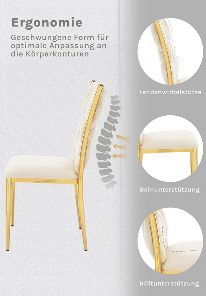 Woltu Polsterstuhl (6 St), Samt Stühle Esszimmer, Esszimmerstühle, hohe Rückenlehne Metallbeine – Bild 4 von 5