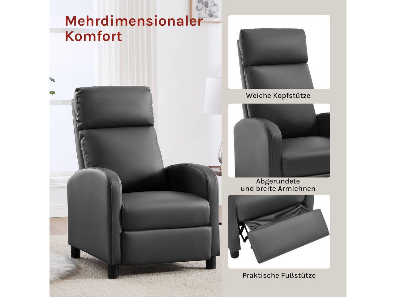 Woltu Relaxsessel (1-St), Lesesessel, Loungesessel mit Liegefunktion – Bild 5 von 5