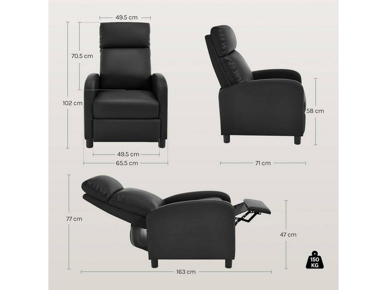 Woltu Relaxsessel (1-St), Lesesessel, Loungesessel mit Liegefunktion – Bild 3 von 5