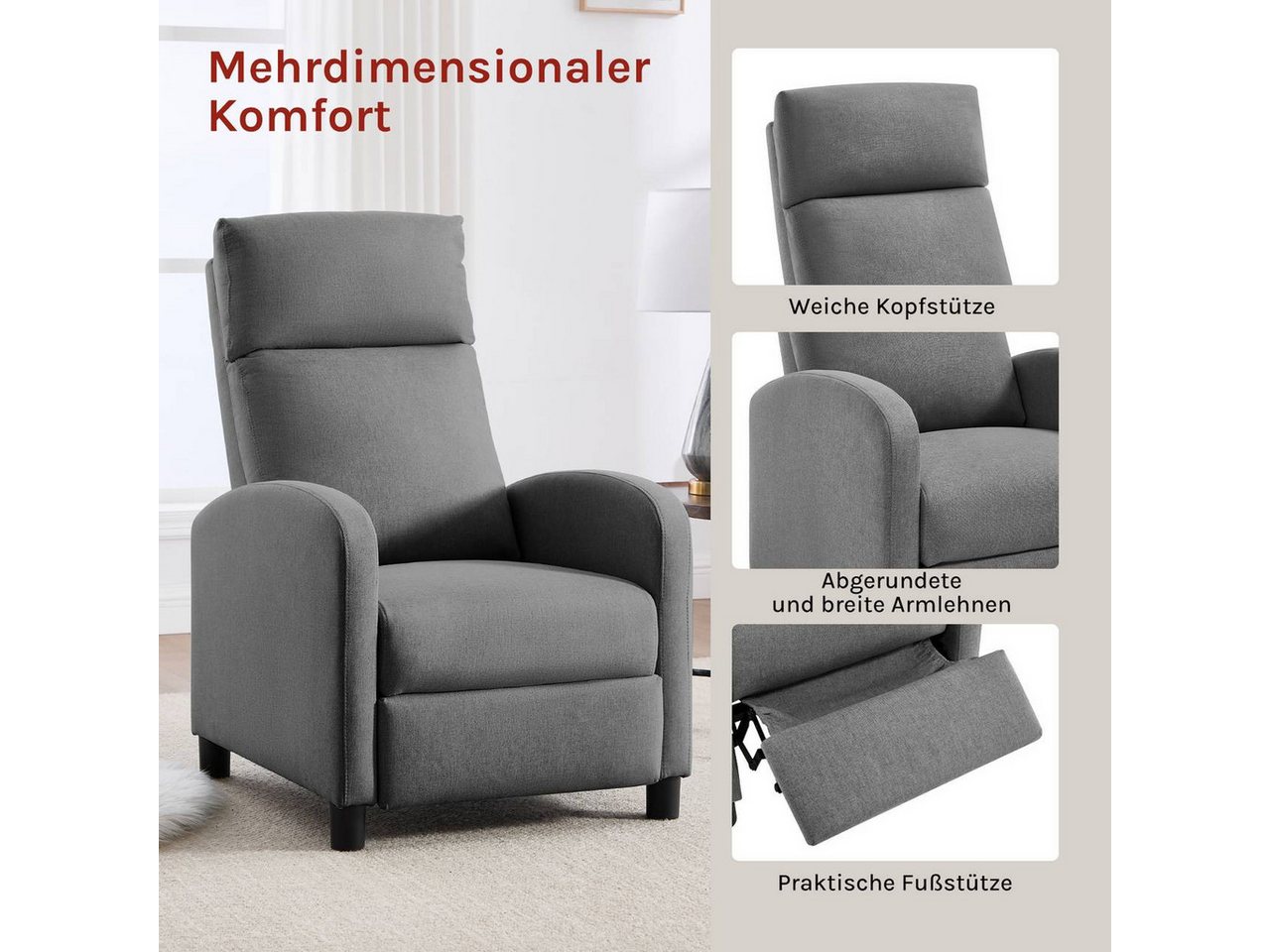 Woltu Relaxsessel (1-St), Lesesessel, Loungesessel mit Liegefunktion – Bild 5 von 5