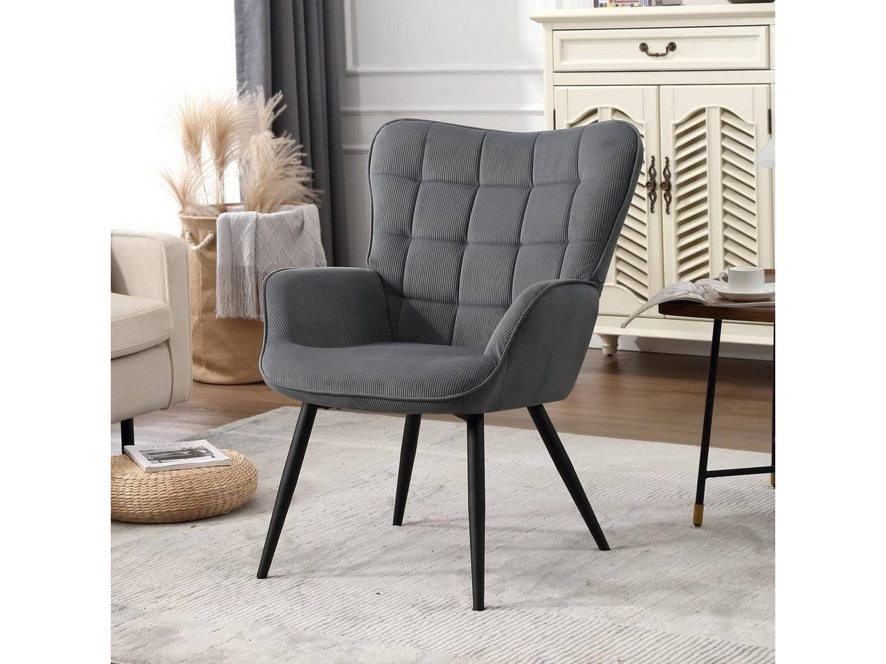 Woltu Relaxsessel (1-St), Ohrensessel Polstersessel mit Cordbezug – Bild 2 von 5