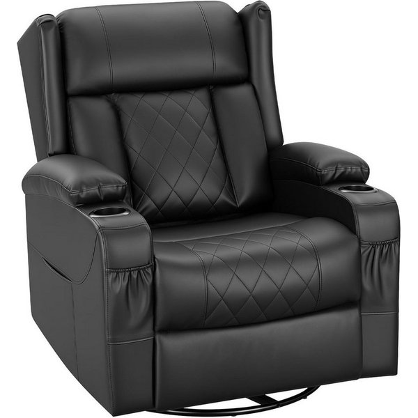 Woltu Relaxsessel, Fernsehsessel mit Liegefunktion,mit Tasche, 360° drehbar, PU