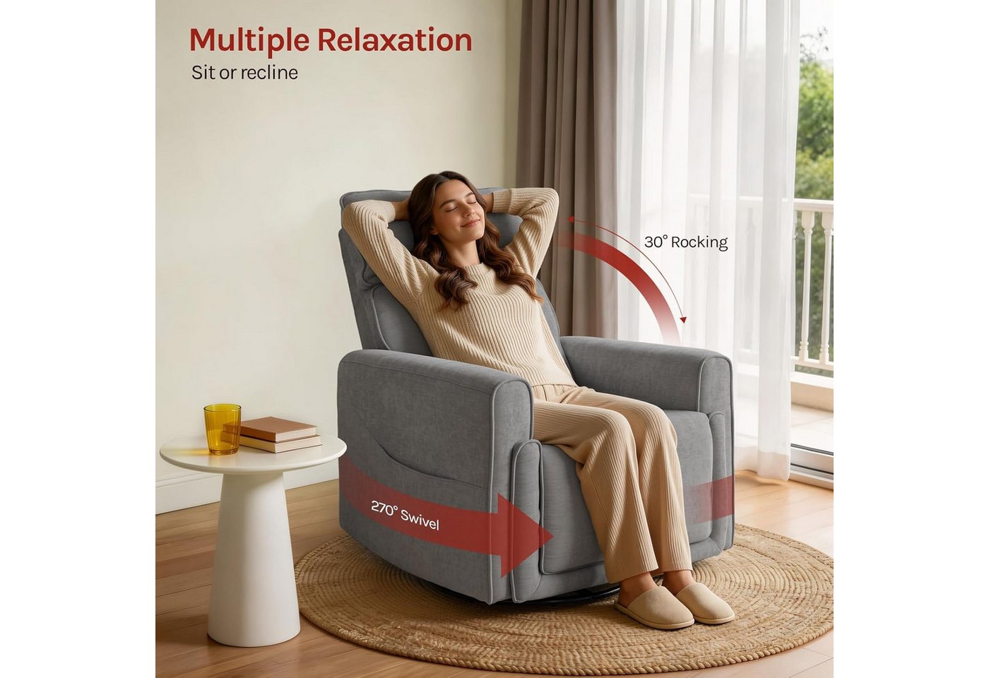 Woltu Relaxsessel, Fernsehsessel mit Liegefunktion Wärmefunktion Massagefunktion – Bild 5 von 5