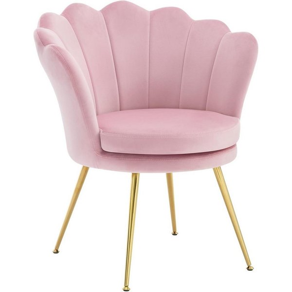 Woltu Relaxsessel, Sessel Wohnzimmer in Blumenform, mit Samtbezug Metallbeinen