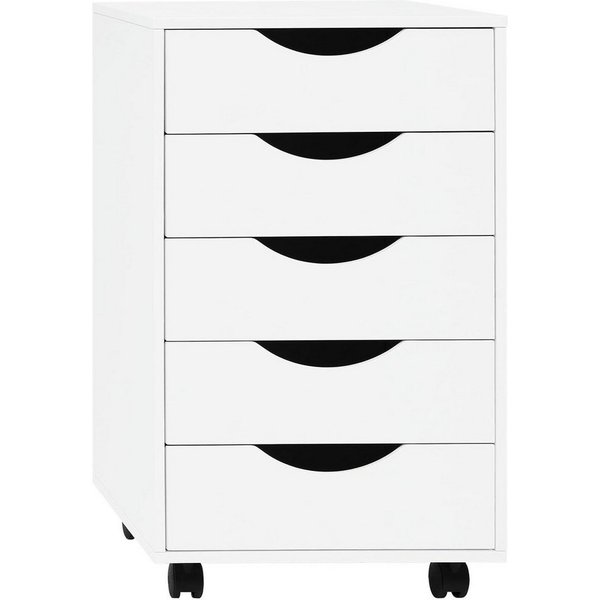 Woltu Rollcontainer, mobiler Aktenschrank mit 5 Schubladen, mit Rollen, 40x66,5x40 cm