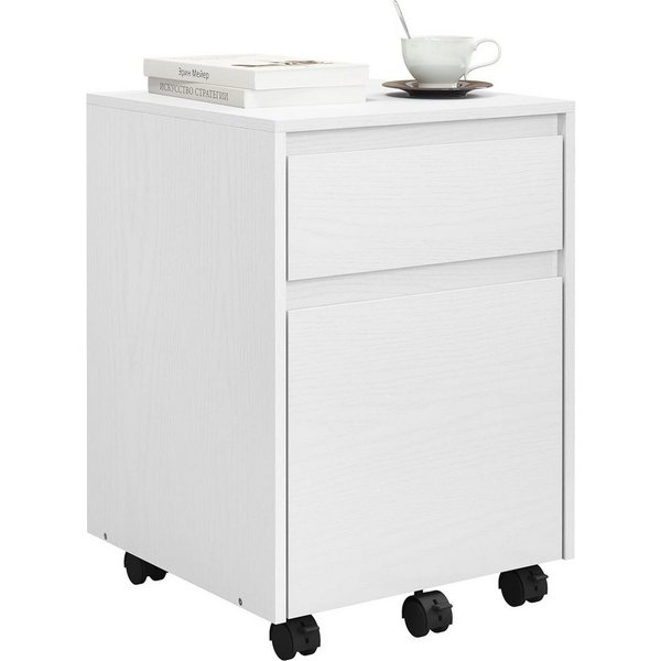 Woltu Rollcontainer, mit 2 Schubladen, Büroschrank auf Rollen, 40x57x40 cm