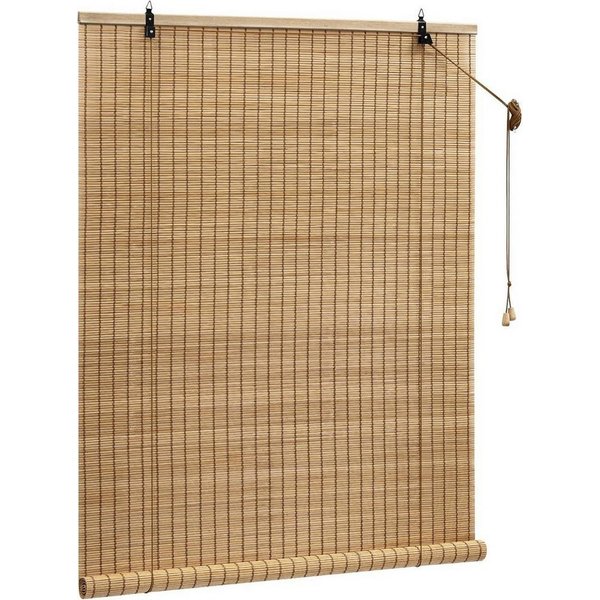 Rollo, Woltu, blickdicht, Mit Bohren, Bambusrollo Sonnenschutz Seitenzugrollo, für Fenster Tür Terrasse
