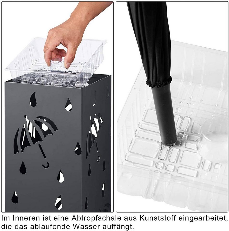 Woltu Schirmständer (1 St), Regenschirmständer mit Wasserauffangschale – Bild 5 von 5