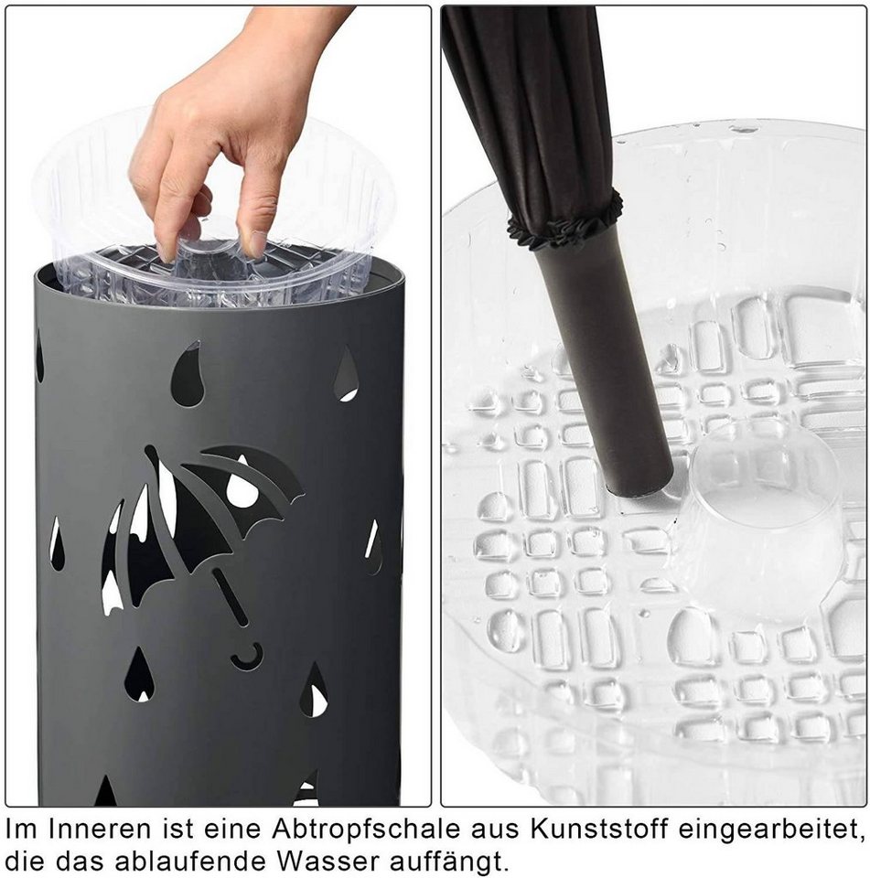 Woltu Schirmständer, Schirmständer Regenschirmständer mit Wasserauffangschale – Bild 5 von 5