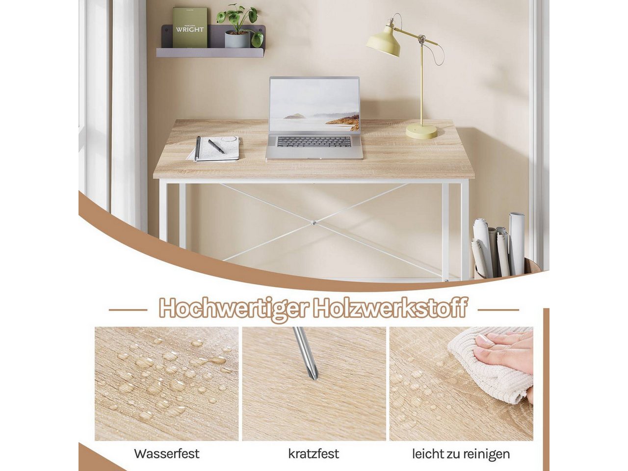 Woltu Schreibtisch (1-St), Computertisch, für Büro Homeoffice Arbeitszimmer Schlafzimmer – Bild 5 von 5