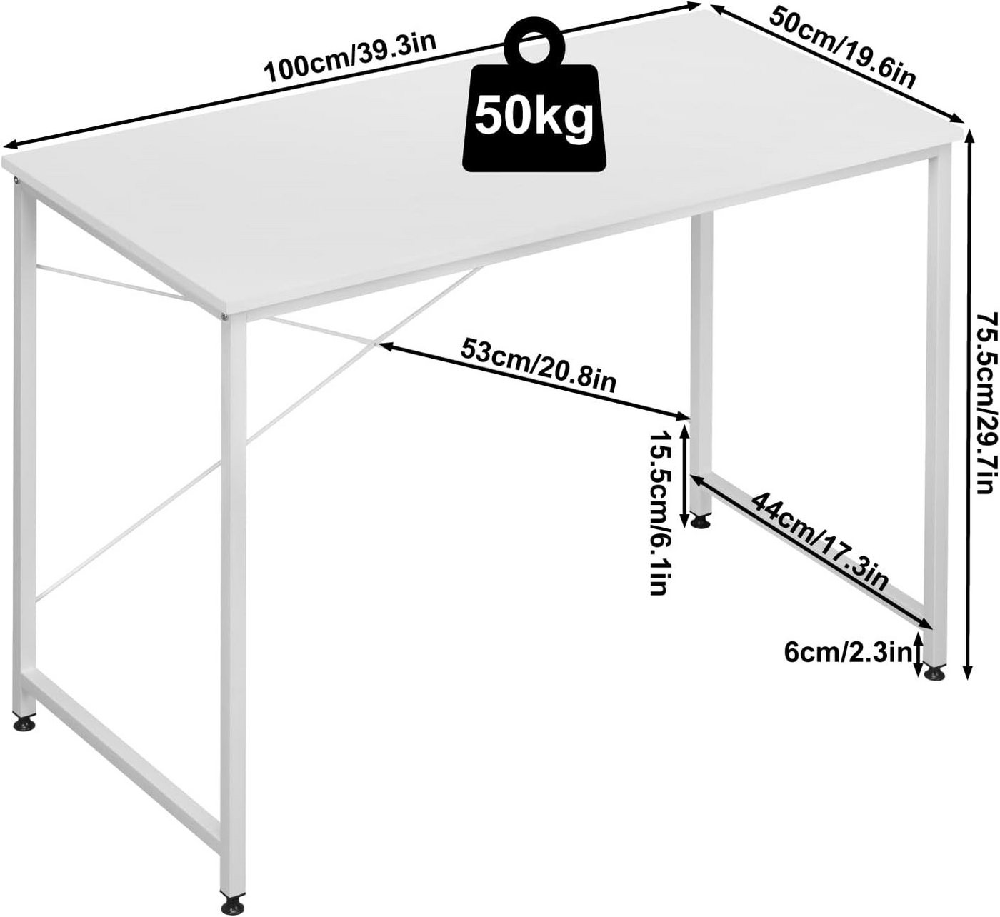 Woltu Schreibtisch (1-St), Computertisch, für Büro Homeoffice Arbeitszimmer Schlafzimmer – Bild 3 von 5