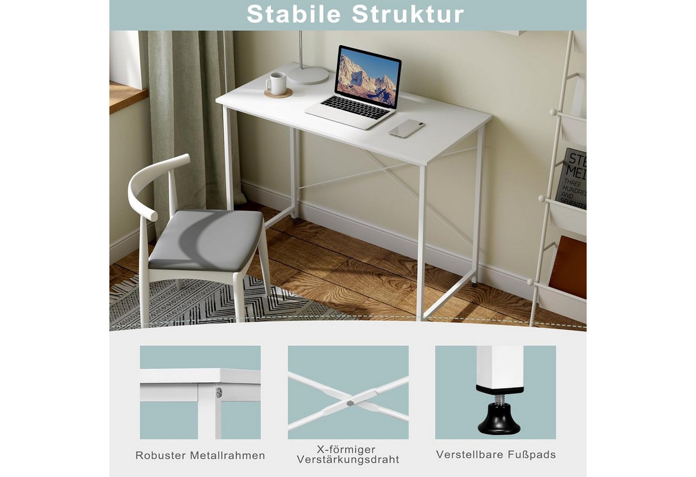 Woltu Schreibtisch (1-St), Computertisch, für Büro Homeoffice Arbeitszimmer Schlafzimmer – Bild 5 von 5