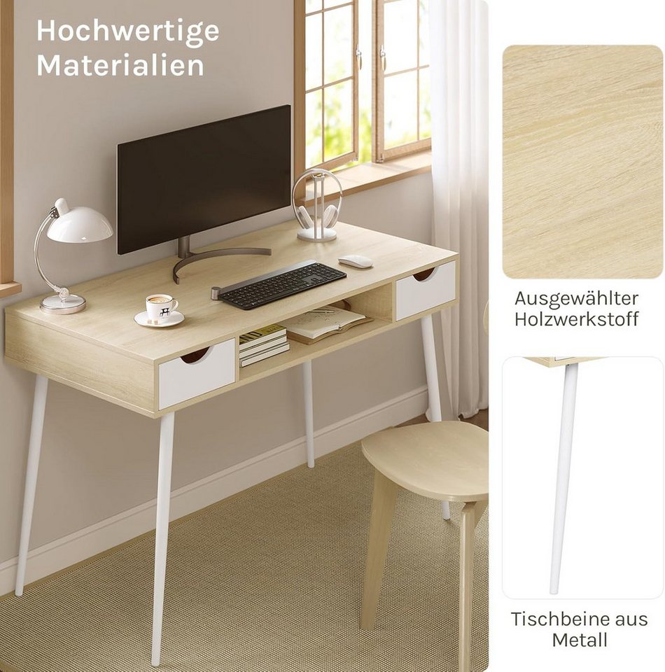 Woltu Schreibtisch (1-St), 120x58cm, Arbeitstisch, Computertisch Wohnzimmer, aus Stahl, Holz – Bild 5 von 5