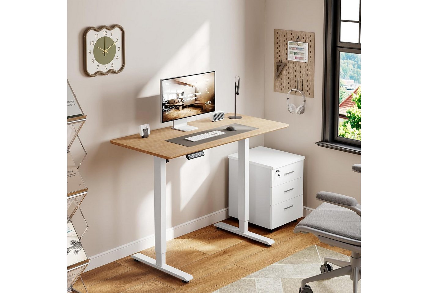 Woltu Schreibtisch, elektrisches Tischgestell, mit 4 Memory-Steuerung, USB-Ladeanschluss – Bild 2 von 5