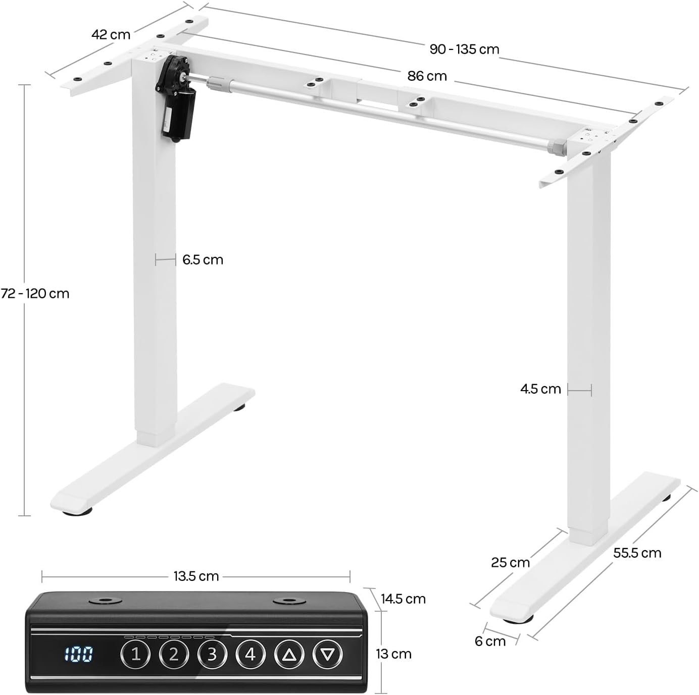 Woltu Schreibtisch, elektrisches Tischgestell, mit 4 Memory-Steuerung, USB-Ladeanschluss – Bild 3 von 5