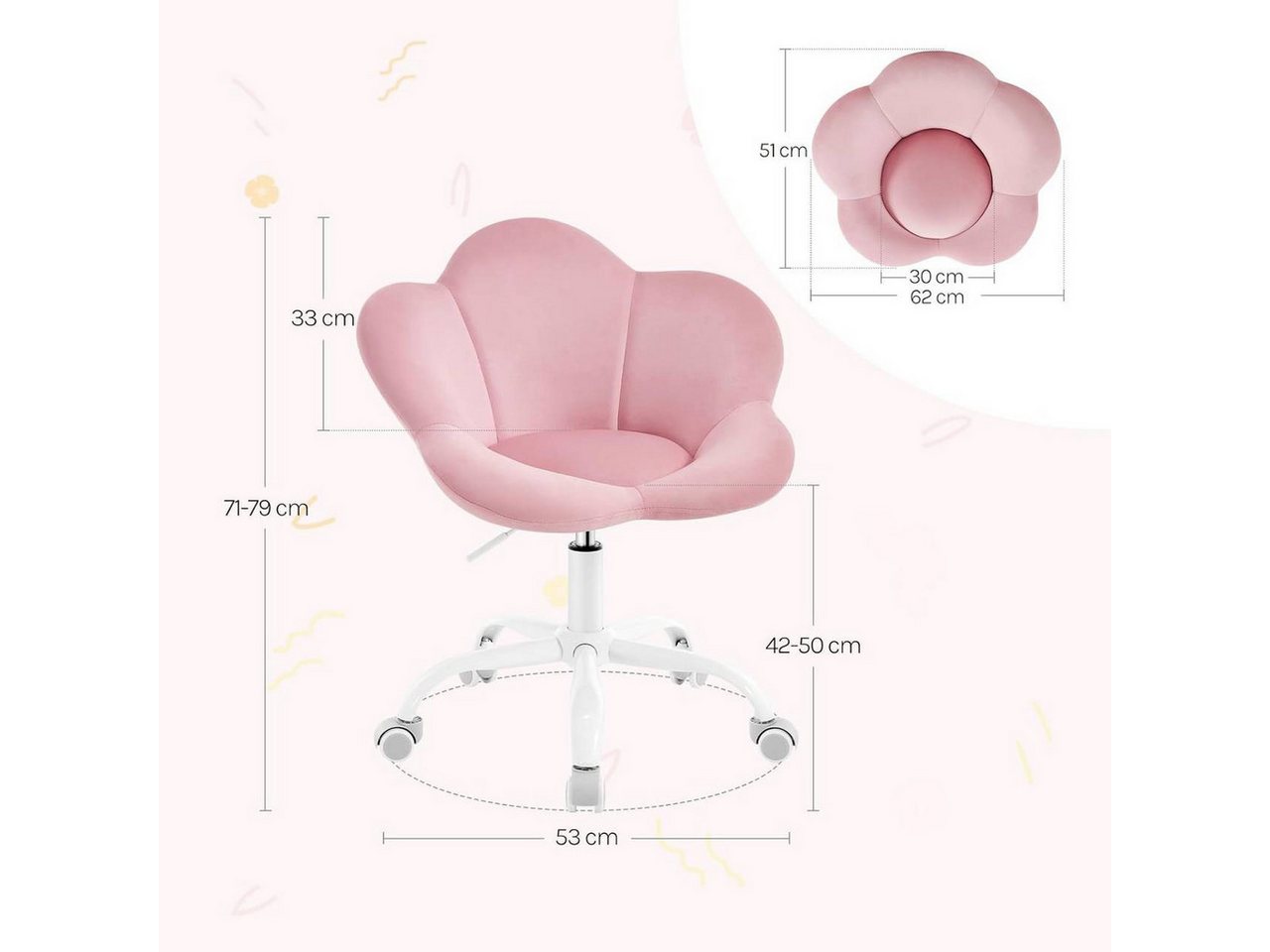 Woltu Schreibtischstuhl (1 St), ergonomisch, höhenverstellbar, Samt – Bild 3 von 5