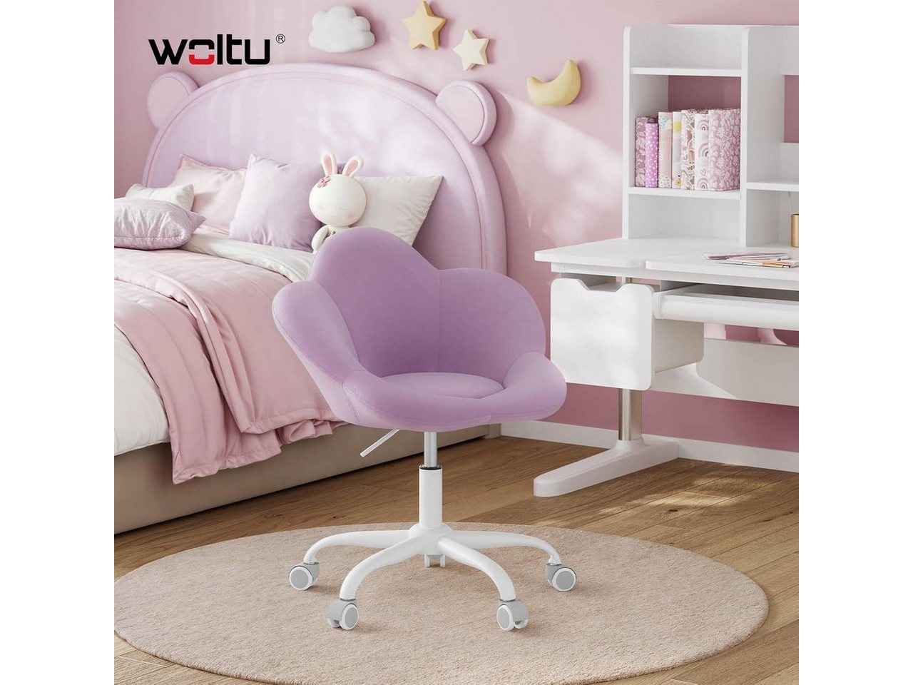 Woltu Schreibtischstuhl (1 St), ergonomisch, höhenverstellbar, Samt – Bild 2 von 5
