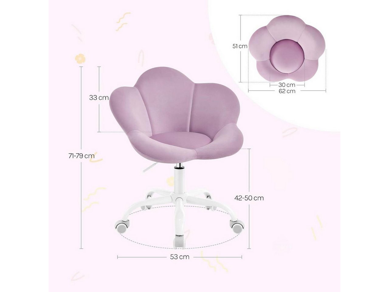 Woltu Schreibtischstuhl (1 St), ergonomisch, höhenverstellbar, Samt – Bild 3 von 5