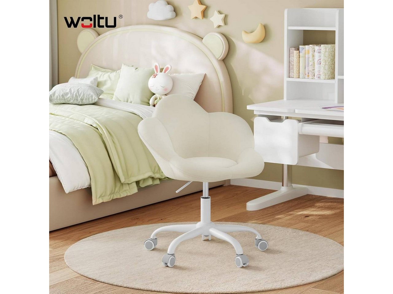 Woltu Schreibtischstuhl (1 St), ergonomisch, höhenverstellbar, Samt – Bild 2 von 5