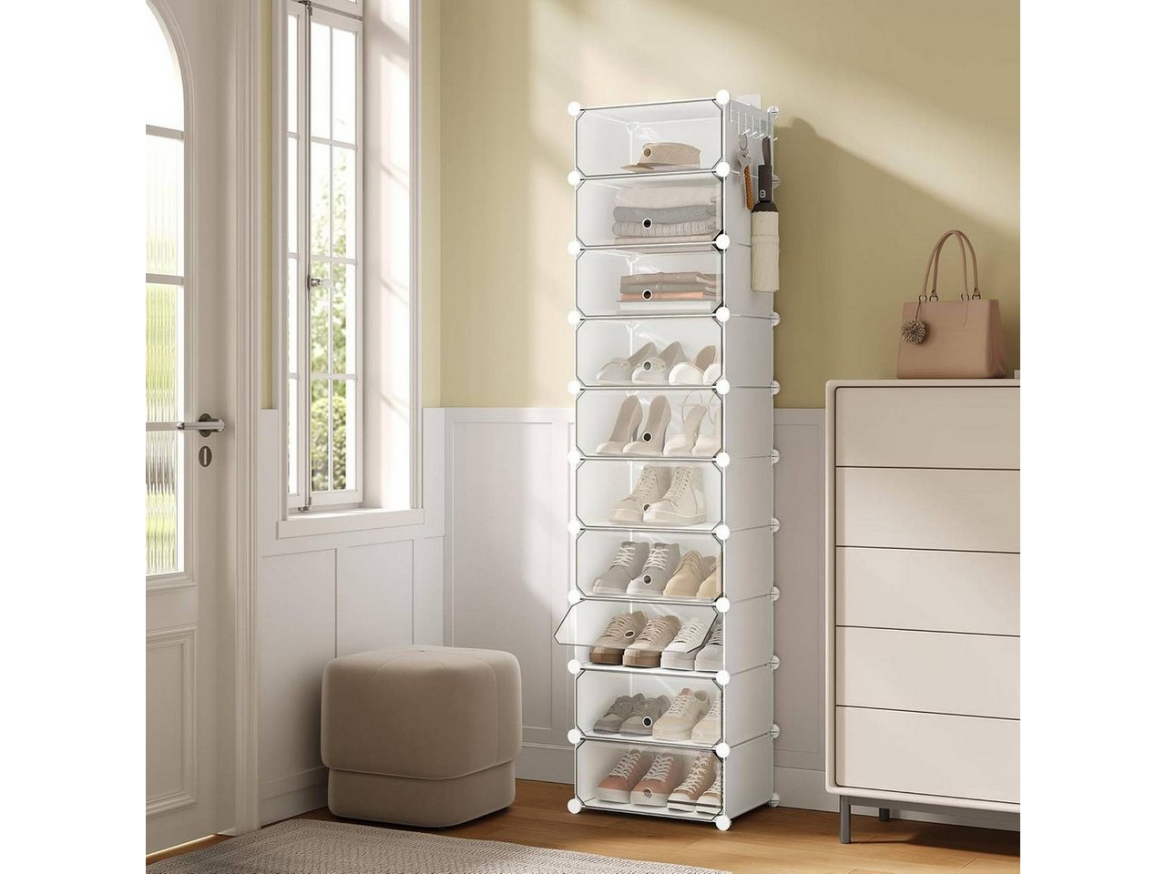 Woltu Schuhbox (1 St), Satz von 10, stapelbares Design, für 20 Paare, mit Tür – Bild 2 von 5