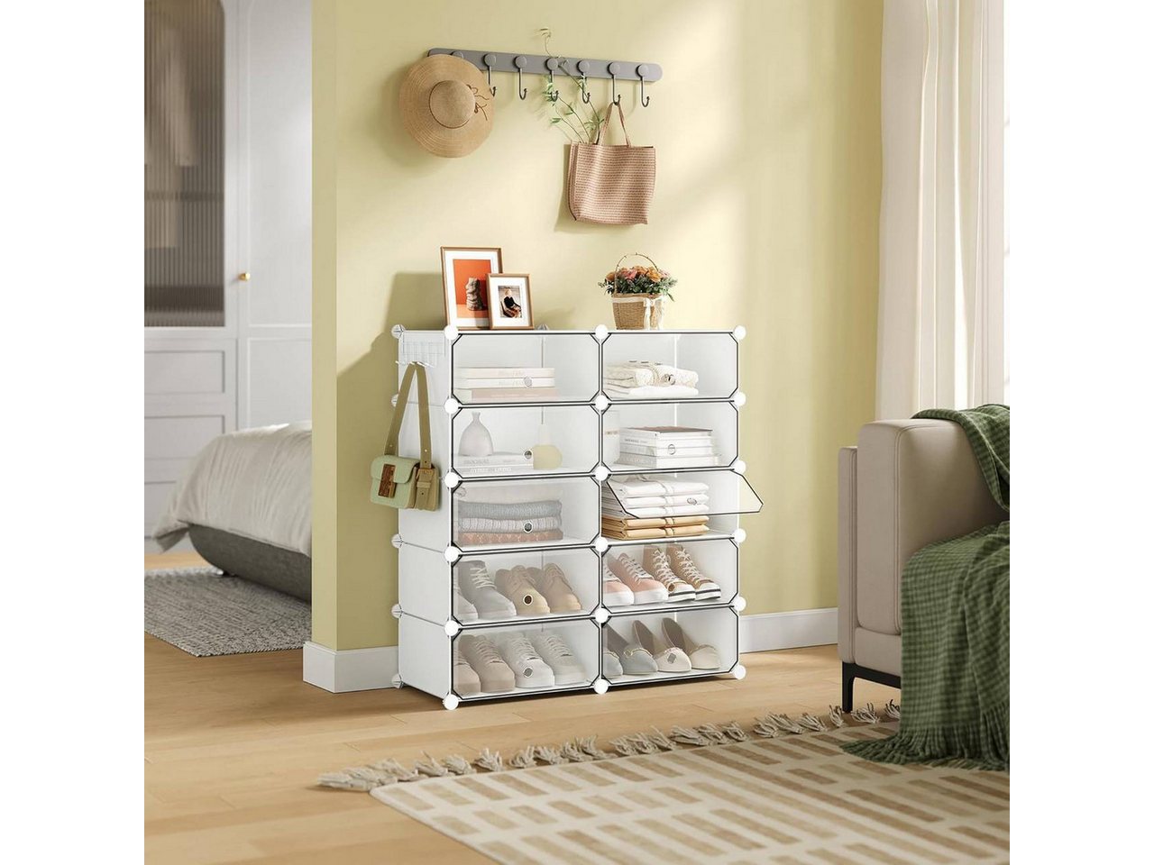 Woltu Schuhbox (1 St), Satz von 10, stapelbares Design, für 20 Paare, mit Tür – Bild 4 von 5