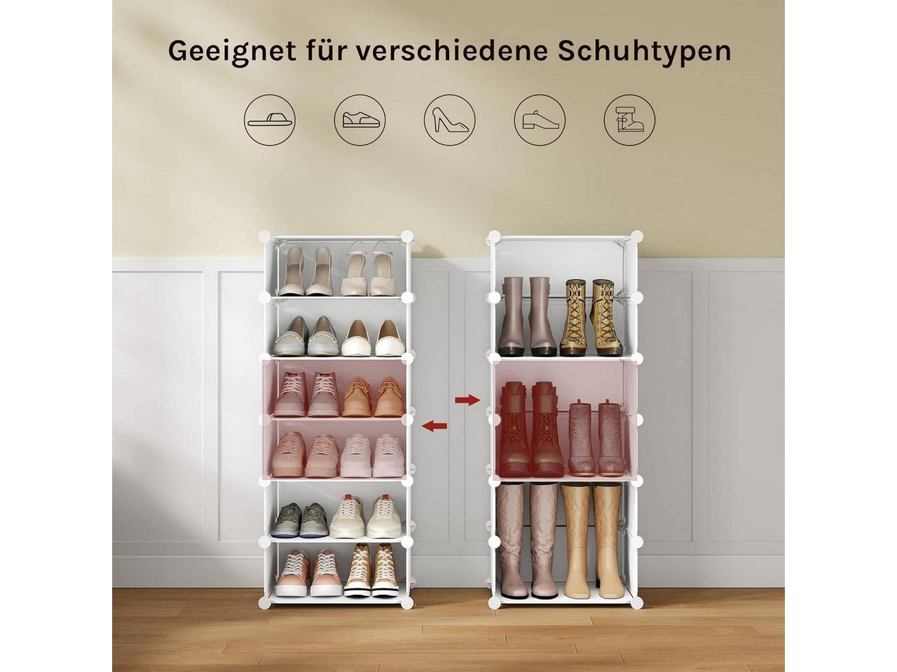 Woltu Schuhbox (1 St), Satz von 10, stapelbares Design, für 20 Paare, mit Tür – Bild 5 von 5