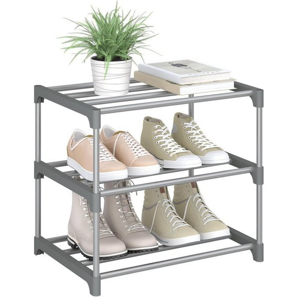 Woltu Schuhregal, offener Schuhschrank Metall. 3 Ebenen für 6 Paar Schuhe